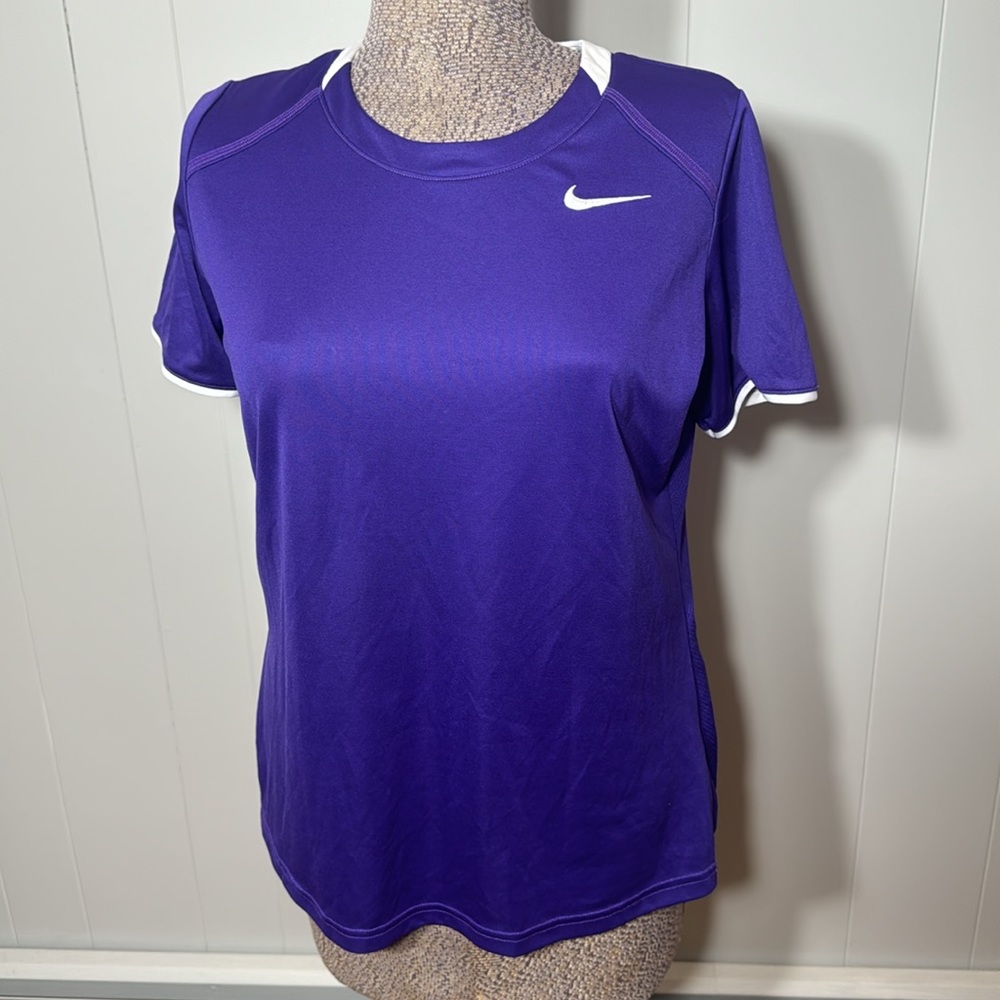 Nike Womens Large Purple Short Sleeve Shirt with White Trim